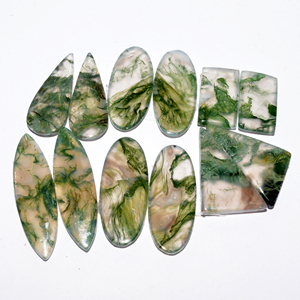 มอสอาเกตสีเขียวธรรมชาติ รูปทรงผสมผสาน หินกึ่งมีค่า สำหรับทำเครื่องประดับและต่างหู เครื่องประดับทำมือ พลอยเม็ดเดี่ยว - Product Image 3