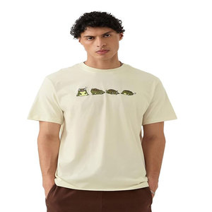 T-shirt pour homme en coton pur de haute qualité, version rétro ample avec manches tombantes et col rond, manches courtes - Product Image 1