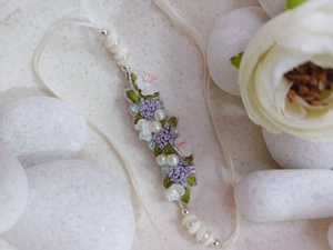 Decorative <b>Pink</b> Rakhi with Floral Embroidery and Braided Thread Handmade Festival Wrist Band - Product Image 3