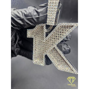 Moissanite Diamond K Letter <b>Pendant</b> Iced Out Necklace Hip Hop Jewelry Custom <b>Initial</b> Bling Chain Luxury Gift - Product Image 5