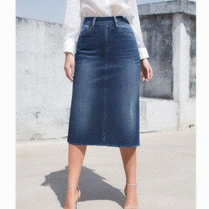Women High Waist Denim <b>Maxi</b> <b>Skirt</b> Solid Color Straight Cut Casual Floor Length Jean <b>Skirt</b> <b>with</b> <b>Pockets</b> Comfortable Woven Fabric - Product Image 2