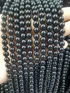 Perles rondes lisses en obsidienne noire naturelle, perles de pierres précieuses énergétiques pour la fabrication de bracelets et de bijoux DIY, options en lot en gros - Product Image 6