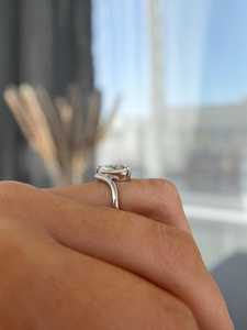 2CT Moissanite Pear Cut <b>Wrap</b> Curved Band Ring Original 925 Silver With Party <b>Gift</b> Fine Unique Style Surprise Jewelry For Her - Product Image 2