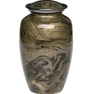 Natural Green and Bronze Swirl Cremation Urn with <b>Stone</b> Look Finish for Elegant <b>Memorial</b> Tribute - Product Image 1