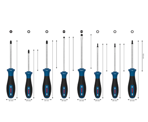 For PRO Professional Grade 8-Piece Screwdriver Set PH1 PH2 <strong>PZ2</strong> SL4.5 SL6.5 TX15 TX20 TX25 Black Phosphate Coated Anti-Slip - Product Image 5