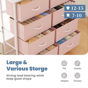 8-Drawer Tall Dresser for Bedroom Fabric Dresser with Sturdy Steel <b>Frame</b> and Wood Top Dresser and Chest of Drawers - Product Image 5