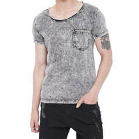 T-shirt Homme 180g en Coton Tricoté 100% Personnalisé avec Logo Imprimé DTG, Coupe Classique, Style Vintage Streetwear, Lavage Acide Uni, Séchage Rapide