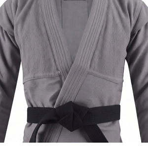 Chaqueta de Artes Marciales Gris Plateado Personalizada, Tejido de Algodón de Grano Grueso, Cintura Elástica, Alas de Hombro para Taekwondo, Cinturón a Juego, Deportes - Product Image 6