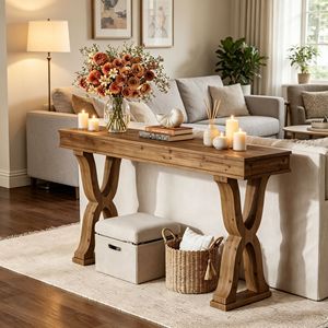 Farmhouse Solid Wood <b>Console</b> <b>Table</b> <b>Narrow</b> Entryway <b>Table</b> Rustic Long Sofa <b>Table</b> for Hallway Living Room - Product Image 3