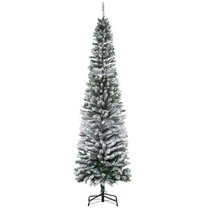 Albero di Natale Artificiale Alto e Sottile Non Illuminato con Punte Realistiche delle Rami e Effetto Neve per Forniture Promozionali per Feste - Product Image 1
