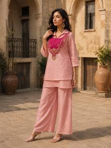 <b>Linen</b> <b>Women's</b> Traditional Ankle-Length Digital Print Crunchy Silk Kurta <b>Set</b> Regular Fit Casual Wear India Pakistan Style - Product Image 5