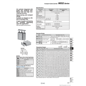 MGQM32-75 de vérin de guidage compact SMC Pneumatics - Product Image 2