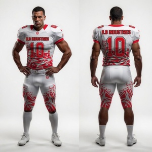High Quality Custom White Green Flame Printed Short American Football Uniform Set Jersey <b>Pants</b> Number 10 B.B Industries Team - Product Image 4