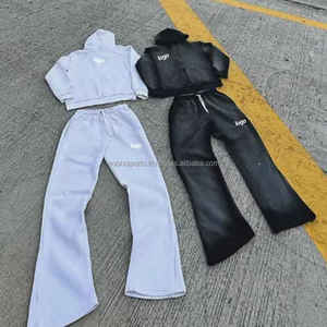 2025 100% coton Vintage partout imprimé Premium fabricant de luxe français Terry sweats à capuche et pantalons de survêtement ensemble de survêtement pour hommes - Product Image 3