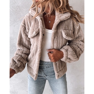 Chaqueta abotonada de manga larga con cuello vuelto informal gruesa de invierno para mujer para ir al trabajo - Product Image 5