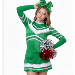 Uniformes de porristas personalizados para equipos de secundaria con pedrería, impresión por sublimación, ropa de animadoras - Product Image 1