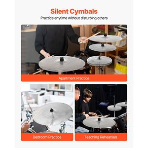 Paquete de platillos silenciosos de bajo volumen de 4 piezas para batería, aleación B20, incluye platillos Hi-Hat de 14 pulgadas, platillos Crash de 16 pulgadas y platillos Ride de 18 pulgadas - Product Image 4