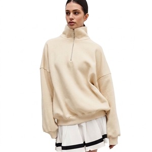 <b>Women's</b> Autumn Winter Oversized <b>Half</b> <b>Zip</b> Pullover <b>Sweatshirt</b> Stand Collar Long Sleeve Casual Sports Hoodie Breathable Solid - Product Image 2