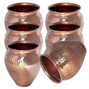 ชุดกะลาช/โลต้าทองแดงแท้ทำมือ 6 ชิ้น ดีไซน์ร่วมสมัย พกพาสะดวก ใช้ในบ้าน - Product Image 1
