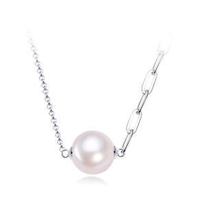 Collier en argent pur S925 avec perle d'eau douce, chaîne croisée, collier de connexion, vente en gros de bijoux Zhuji - Product Image 5