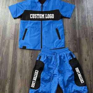 Conjunto Corto de Chaqueta Cortavientos de Nailon para Hombre, Impermeable, con Cierre y Logotipo Bordado, Talla Grande - Product Image 2