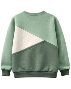 Sudadera Personalizada para Mujer en Color Verde Salvia, Estilo Color Block, Cuello Redondo, Informal, Holgada, para Invierno, Estilo Urbano - Product Image 2