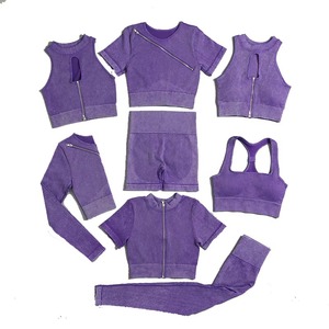 Conjunto Deportivo de 2 Piezas para Mujer, sin Costuras, para Gimnasio, Fitness, Ejercicio, Material Spandex/Nylon, Cintura Media, Logotipo Frontal - Product Image 2