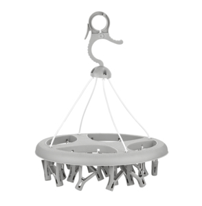 24 Clip Round <b>Plastic</b> Clothes Drying Rack With 24 Clips <b>Hook</b> Type For Laundry Room Durable Modern Design Velvet Finish - Product Image 3