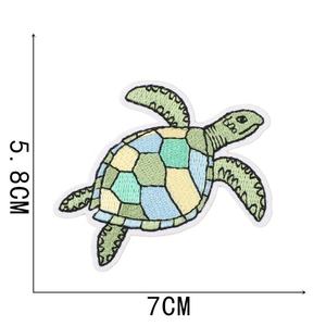 Lot de 18 écussons rectangulaires brodés écologiques sur le thème de la plage, personnalisables, thermocollants, pour décoration de chapeaux, vélos et jeps, motif tortue de mer - Product Image 5