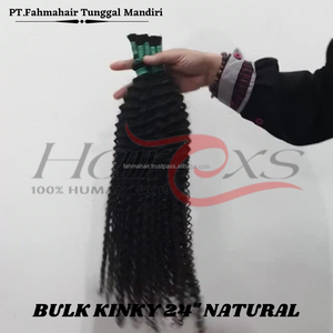 Bulk Hair 100% Human Remy Hair Extensions Cuticle Aligned Kinky Curly Soft Shiny <b>Tangled</b>-Free Indonesian Natural Hair Bundles - Product Image 6