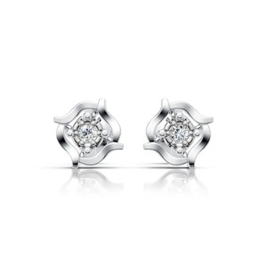 Pendientes de Diamantes en Oro Blanco de 14K, Joyería Fina para Hombre, Pieza Audaz con Diamante Central Engastado en Puntas - Product Image 1