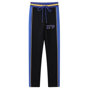 Pantalones de Calentamiento Sigma Gamma Rho Black Air Tech Fleece SGRho Azul Dorado, Ropa Griega Premium - Product Image 1