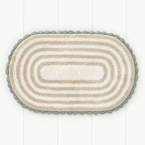 Tapis de bain ovale en coton 100% avec bordure en dentelle crochetée |   Tapis de salle de bain doux et absorbant fait à la main - Product Image 2