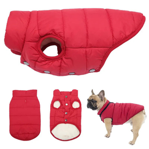 Winter Warm <b>Dog</b> Puffer Vest Jacket Fleece Lined Quilted Coat for Small Medium <b>Dogs</b> Windproof Snap <b>Button</b> Zip Closure Multi-Color - Product Image 1