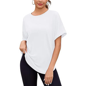 เสื้อยืดคอกลมแขนสั้นสีขาวสำหรับผู้หญิง ระบายอากาศได้ดี แห้งเร็ว แฟชั่นฤดูร้อน สไตล์ลำลอง พิมพ์ลายตามสั่ง โลโก้บนผ้าเปล่า - Product Image 3