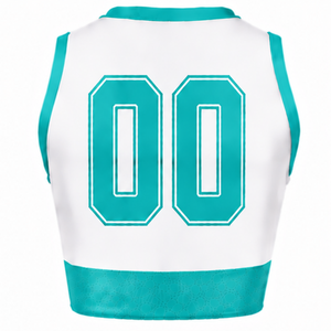 Maillot de cheerleading sans manches sublimé turquoise, tenue de sport athlétique pour équipe, uniforme de compétition et d'entraînement - Product Image 2