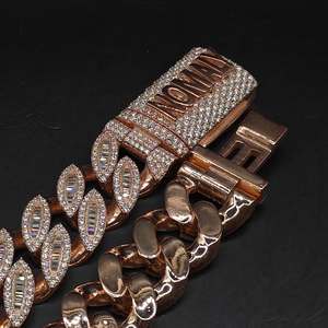 สร้อยคอเงินแท้ 925 ชุบทองคำสีกุหลาบ แบบ Cuban Link ประดับเพชร VVS Moissanite ทรงบาแกตต์ สไตล์ฮิปฮอป สำหรับงานปาร์ตี้ พร้อมใบรับรอง - Product Image 3