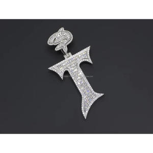 Baguette Moissanite Cross Pendant Hip Hop Necklace <b>Iced</b> <b>Out</b> Statement Jewelry Fashion <b>Chain</b> Gift - Product Image 1