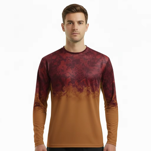 <b>Men</b>’s Long Sleeve T Shirt Quick Dry Polyester Gradient Sublimation Print Custom Apparel OEM Bulk Manufacturer - Product Image 1