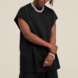 Men Solid Black Sleeveless Tank Top O-Neck Knitted Casual Wear - Product Image 5