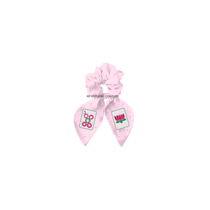 Chouchou pour cheveux en coton brodé à la main avec motifs tuiles de Mahjong et perles, accessoire d'équipe pour le jour du match - Product Image 5