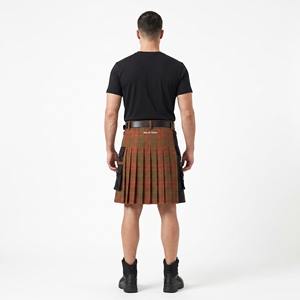 MAATTIERA SPORTS WEAR Unisex Tartan Utility <b>Plastics</b> Cargo Kilt Pleated Highland Style Multi <b>Pockets</b> Belt Straps Custom Premium - Product Image 3