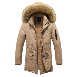 Men's Thicken Long <b>Fur</b> Collar <b>Jacket</b> Windproof <b>Hooded</b> Warm Parka Multi-pockets Zipper Fleece Outdoor Overcoat <b>Jacket</b> Breathable - Product Image 1