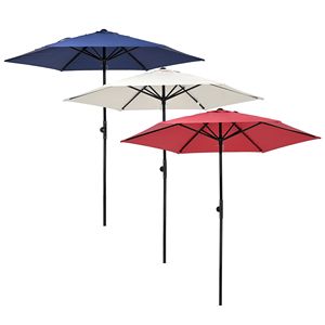 Ombrellone da Esterno 7.5FT a 6 Stecche Rosso/Avorio/Blu Navy, Set da 3 Pezzi con Base per Giardino - Product Image 1