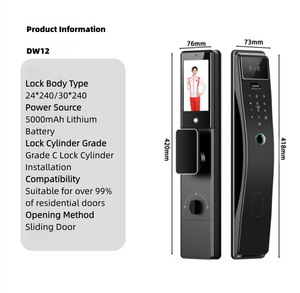 Serrure Intelligente Multifonctionnelle avec Déverrouillage par Reconnaissance Faciale, Carte Clé et Veine Palmaire - Verrouillage Automatique pour Porte en Bois, Compatible Wi-Fi, Application Tuya, Sécurité de Niveau C - Product Image 3