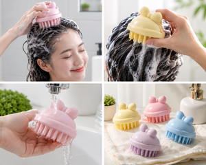 Butterfly Bow Scalp Massager Silicone Shampoo <b>Brush</b> Compact <b>Round</b> Hair Scrubber for Wet and Dry Use - Product Image 2