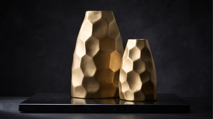 Ensemble de vases en métal lourd au design unique et texturé, pour décoration de table, fournitures pour commandes en gros - Product Image 3