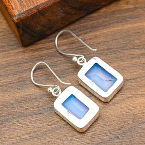 Pendientes de ópalo lechoso, plata de ley 925, hechos a mano, hermosa joyería de ópalo lechoso, regalo de compromiso para mujer - Product Image 5