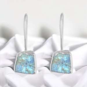 Pendientes Colgantes de Piedra Lunar Natural Hechos a Mano, Plata 925, Joyería de Piedras Preciosas Naturales - Product Image 1