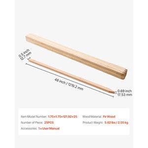 25 Pezzi 48x0.5x0.69 Picchetti da Giardino in Legno di Abete con Punta Affilata, Pali per Rilevamento e Livellamento, Supporto per Piante, Segnaposto da Giardino - Product Image 4